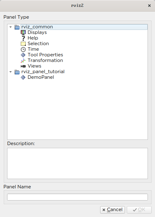 screenshot of Add New Panel dialog